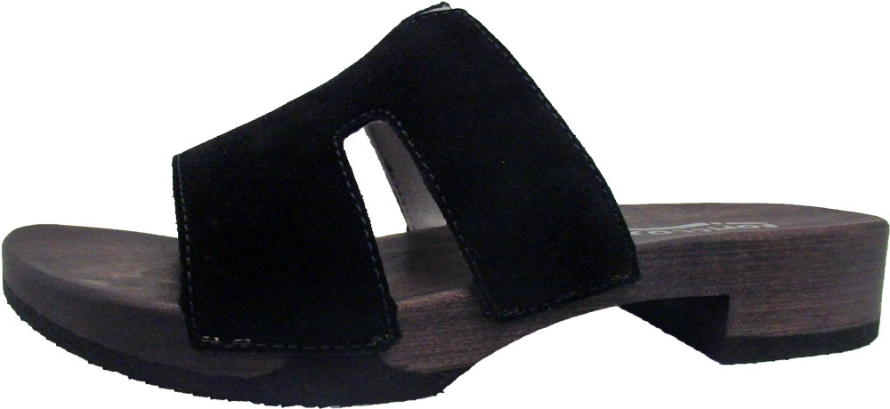 softclox-pantolette-blida-kaschmir-schwarz-biegsame holzsohle
