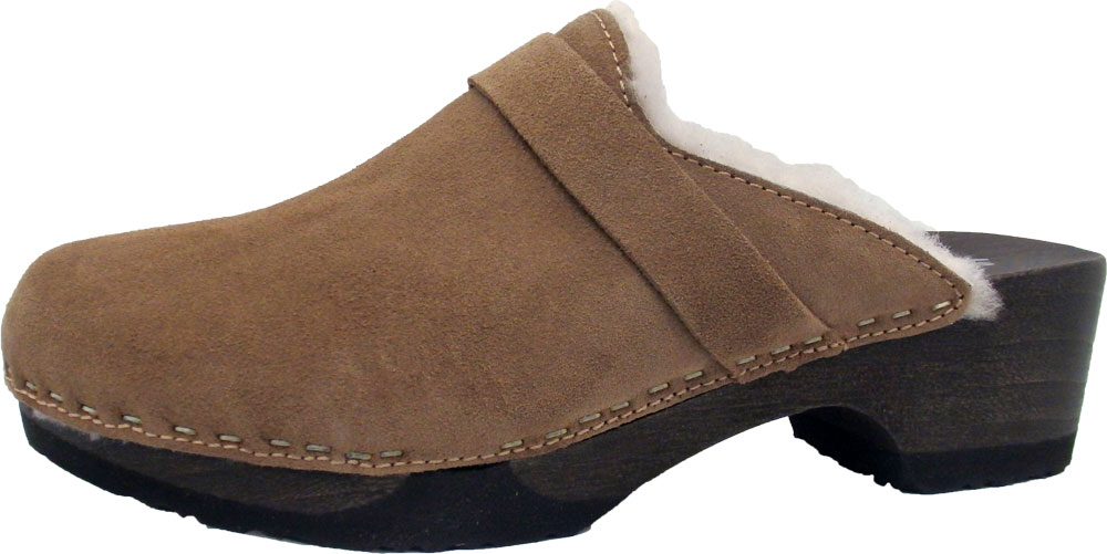 softclox-pantoffel-taira-clog-walnut-kaschmir-lammfell-biegsame naturholzsohle