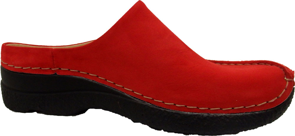 Wolky Pantoffel Seamy Slide Nubukleder rot